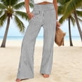 thumbnail image 2 of Abomasnow Women's Lounge Pants Elastic High Waist Wide Leg Striped Pants Casual Soft Workout Comfy Loose Pants with Pockets, 2 of 8