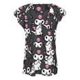 thumbnail image 5 of Kuromi And My Melody Womens Summer Tops Ruffle Short Sleeve Tunic Tops V Neck Loose Fit Flowy T-Shirts, 5 of 7