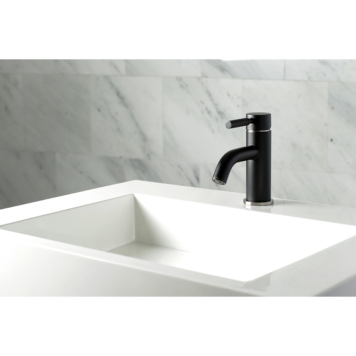 Fauceture LS8229DKL Kaiser Single-Handle Bathroom Faucet with Push Pop-Up, Matte Black/Brushed Nickel