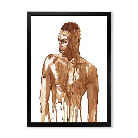 Designart 'Portrait of Handsome African Man On White II' Modern Framed Art Print