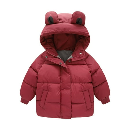 

Youmylove Toddler Kids Baby Winter Warm Solid Coats Ears Hooded Padded Jacket Outwear Winter Child Fashion Warm Coat