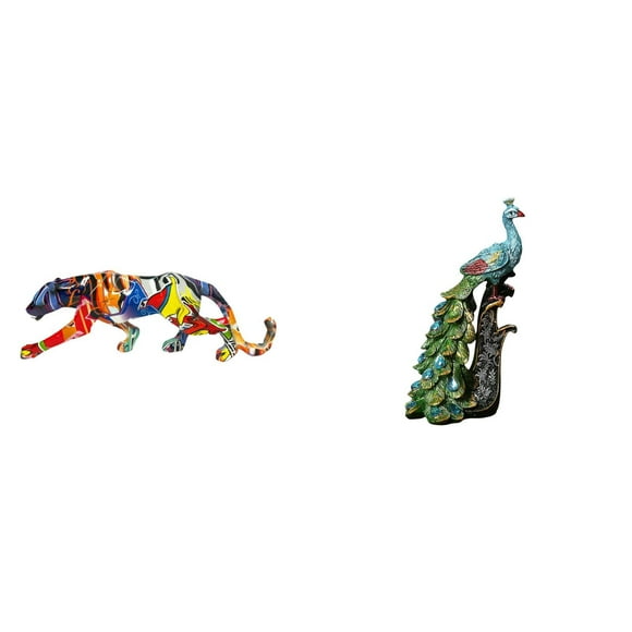 Escultura de leopardo, figura decorativa de leopardo caminando, estatua de , figura de escritorio, material de resina finamente tallado, idea