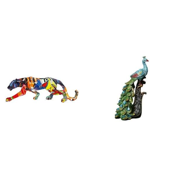 Escultura de leopardo, figura decorativa de leopardo caminando, estatua de , figura de escritorio, material de resina finamente tallado, idea