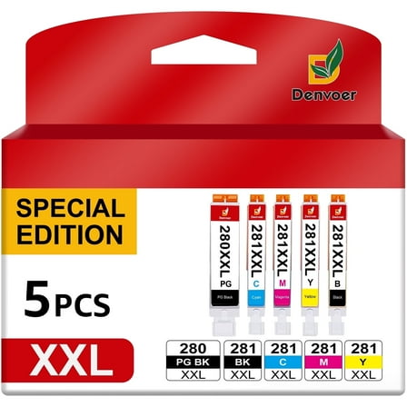 Canon Ink 280 and 281 Compatible for Canon 280 and 281 Ink Cartridges Work for Canon Pixma TR8620 TR8620a Printer(5 Pack)