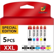 Canon Ink 280 and 281 Compatible for Canon 280 and 281 Ink Cartridges Work for Canon Pixma TR8620 TR8620a Printer(5 Pack)