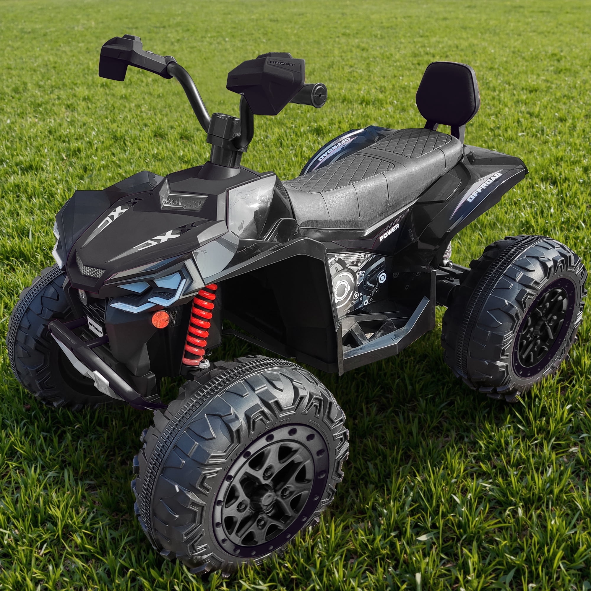24V 2 Seater 4WD Ride on Toys ATV for Kids 4*200W 4-Wheeler Quad w/ MP3 LED Lights Music, Black