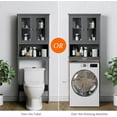 thumbnail image 5 of Sobaniilo Over The Toilet Storage Cabinet for Bathroom, Storage Organizer Over Toilet, Space Saver with Tempered Glass Doors, Gray, 5 of 7