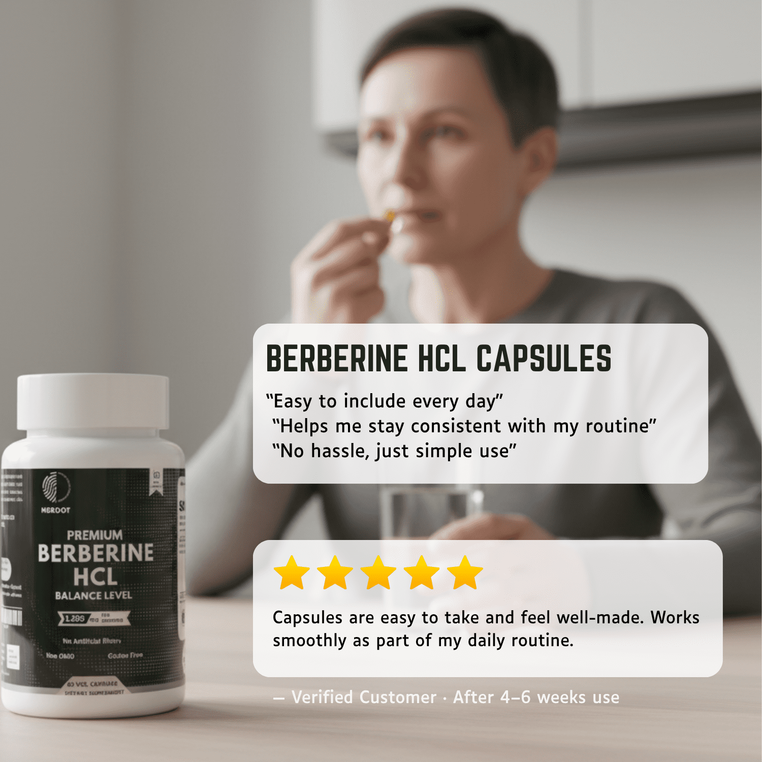 Heroot Berberine HCL 97% High Potency Supplement Capsules, 120 capsules