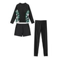 thumbnail image 6 of Jhaoyu Kids Girls 3 Piece Long Sleeve Rash Guard Swimsuit Sets Zipper Swim Top with Bottoms Pants Black 12, 6 of 7