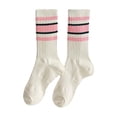 thumbnail image 2 of WMNTST Womens Crew Socks 5 Pairs Autumn Winter Warm Striped Ribbed Knitting Casual Socks Sports Sock, 2 of 2