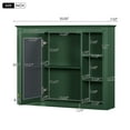 thumbnail image 3 of 35'' x 27.5'' Medicine Cabinet, Wall Mounted Bathroom Storage Cabinet, Modern Bathroom Wall Cabinet with Mirror, Mirror Cabinet with 6 Open Shelves, Green, 3 of 8