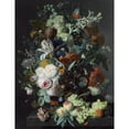 thumbnail image 2 of Jan van Huysum 12x14 Black Ornate Wood Framed Double Matted Museum Art Print Titled: Still Life with Flowers and Fruit (C. 1715), 2 of 5