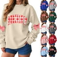 thumbnail image 2 of Jkety Christmas Sweats Merry Christmas Sweatshirts Women Classic Merry Letter Print Sweatshirts Xmas Holiday Party Pullover Blouse Green,XL, 2 of 7