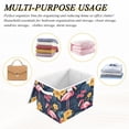 thumbnail image 6 of Yayeee Collapsible Cube Storage Bin with Lid Fabric Closet Decorative Basket with Handles, Red Floral Flamingo, 6 of 7