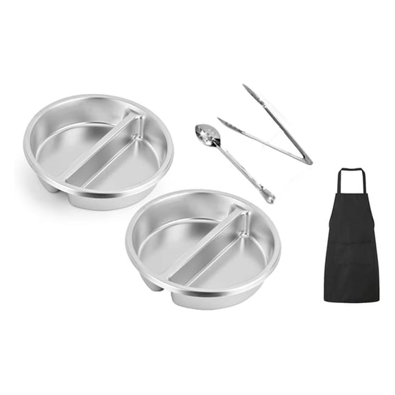 2 Pack 2.5 Inch Deep Round Divided Food Pan for 6 Qt Chafing Dish Anti-Jam Stainless Steel Table/Hotel Pan, Round Sectional