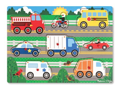 Melissa & Doug Vehicles Wooden Peg Puzzle, 8pc