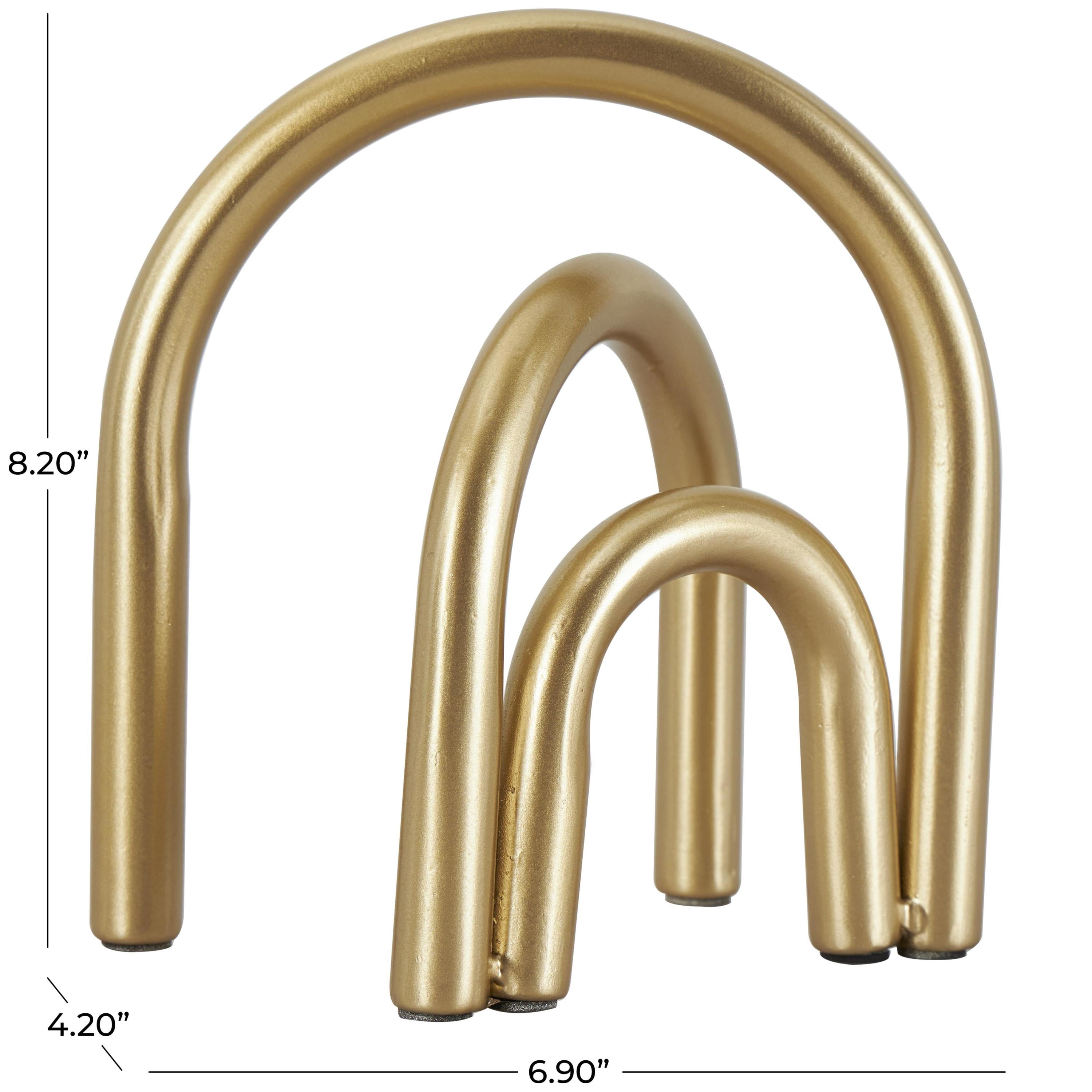 7" x 8" Gold Metal Overlapping Arch Geometric Sculpture, by DecMode