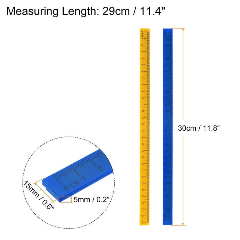 Uxcell 3pcs Whiteboard Magnetic Ruler 29cm Metric Blackboard Straight  Rulers Office Measuring Tools, Yellow Deep Blue 