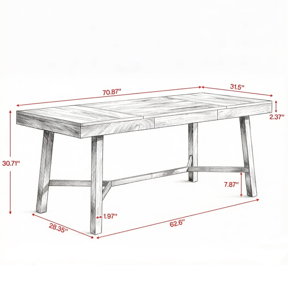 Farmhouse Executive Computer Desk, 2.36" Thick Tabletop Heavy Duty Metal Legs Holds 300LBS Multipurpose Office Work & Meeting Dining Table