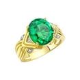 thumbnail image 4 of RYLOS Rings for Women 14K Yellow Gold Ring 12X10MM Gemstone &  Diamonds Great Ring for Middle or Pointer Finger May Emerald Size 13, 4 of 8