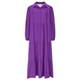 thumbnail image 5 of Plus Size Women's Casual Dress Relaxed Collared Shirt Dress With Puffy Skirt Purple XXXL, 5 of 5