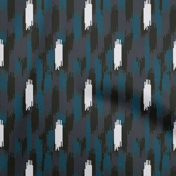 oneOone Silk Tabby Teal Blue Fabric Ikat Sewing Fabric By The Yard Printed Diy Clothing Sewing Supplies 42 Inch Wide