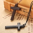 thumbnail image 3 of Cruz de madera vintage para mujer y hombre, colgante largo con cadena de lana para coche, cruz para iglesia, 3 of 5
