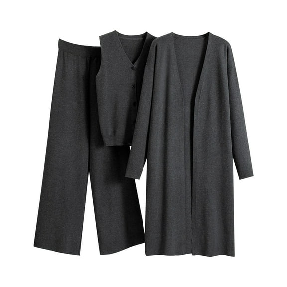 Women's Autumn Knitted Cardigan Tracksuit Set Fashion 3 Piece Outfit Cozy Sweater Pant Suit Casual Comfortable Stylish