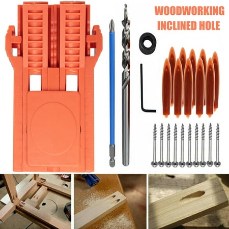 

GUSTVE Pocket Hole Jig Adjustable Punch Locator Inclined Hole Drill Guide Kit High Precision Durable Drill Punch Positioner Carpenter DIY Joinery Work Woodworking Tool
