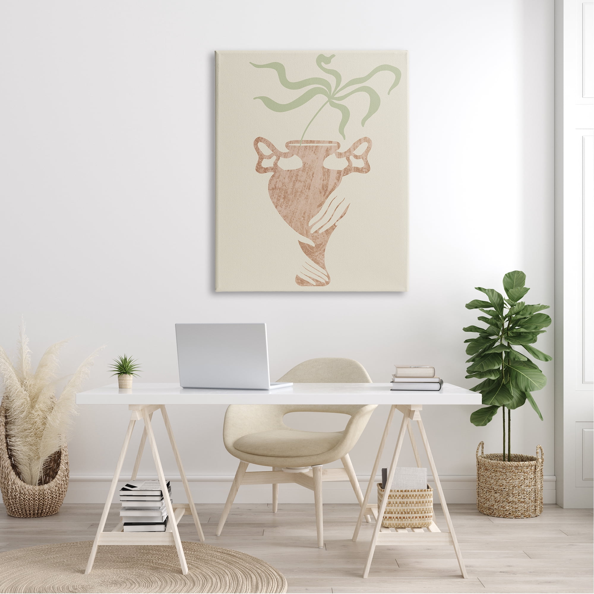 Stupell Industries Hands Holding Brown Vase Botanical Plants Design Canvas Wall Art, 36 x 48, Design by Lil' Rue