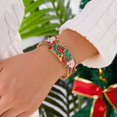 thumbnail image 4 of NICKSUN Christmas Enamel Stretch Bangle Bracelet for Women, Santa Claus Sleigh Holly Berry Statement Bracelet, Festive Xmas Holiday Costume Jewelry for Party Christmas Gift Stocking Stuffer, 4 of 7