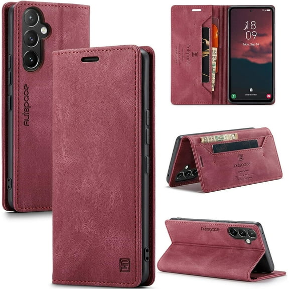 Wallet Case for Samsung Galaxy A54 5G 2023,Magnetic Protect PU Leather Flip Case with Card Holders RFID Blocking Kickstand Shockproof Protection Case for Samsung Galaxy A54 5G 2023 (Red)