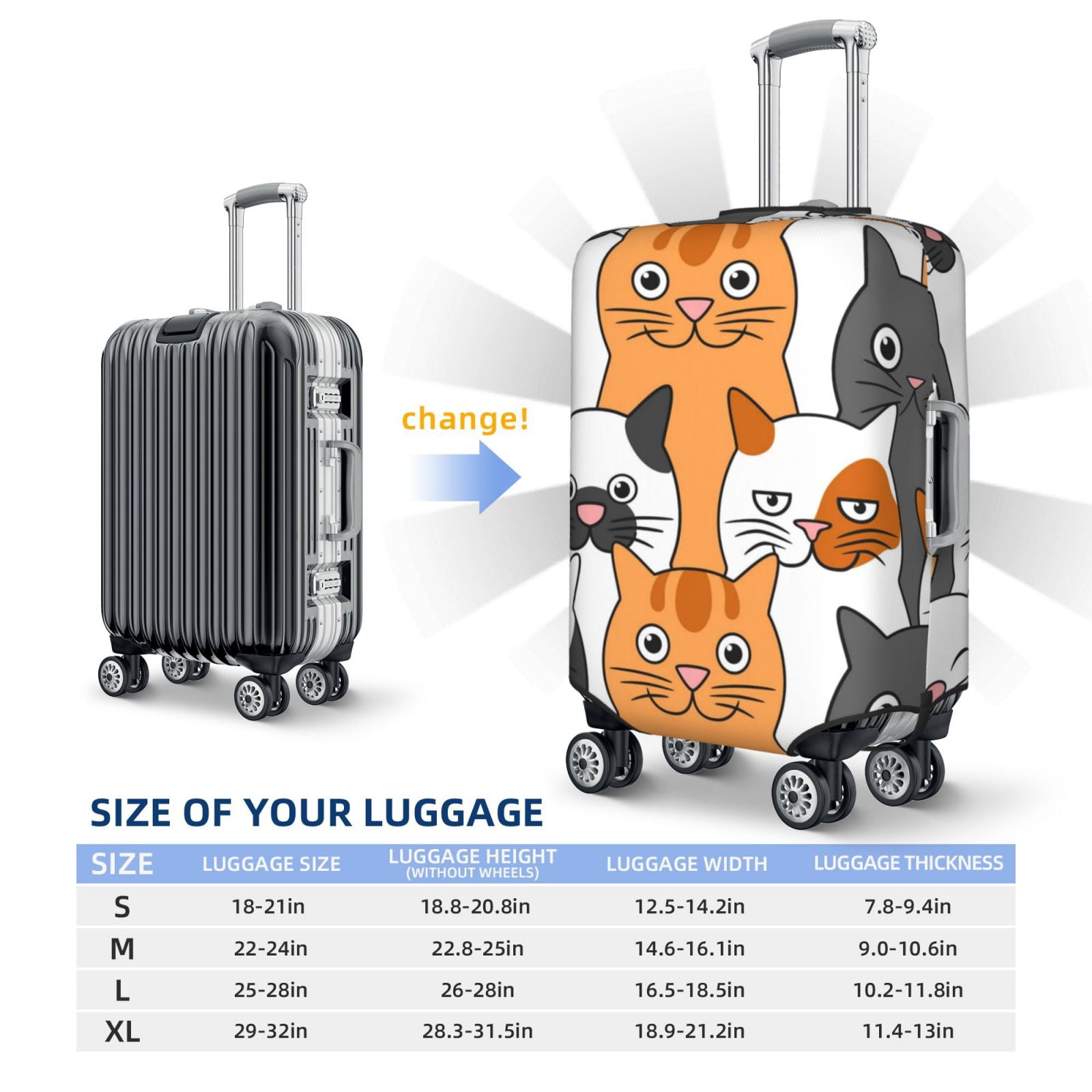 Disketp Funny Cats Elastic Travel Luggage Cover Travel Suitcase