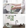 thumbnail image 5 of Green Leaves Kitchen Dish Towels for Drying Dishes Set of 3, Tropical Summer Botanical Watercolor Elegant Wooden Waffle Weave Microfiber Hand Tea Bathroom Towels Quick Dry & Absorbent Towel 15.7x23.6, 5 of 7