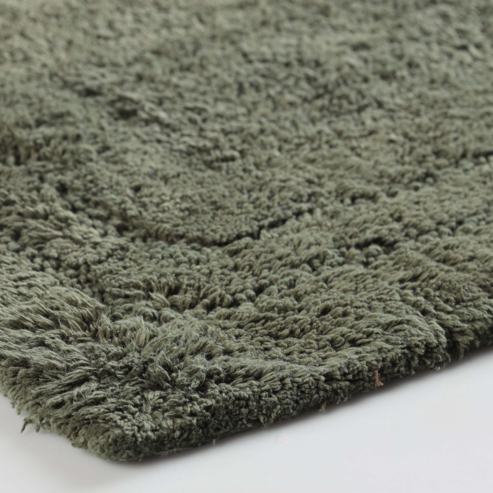 Superior Solid Bordered Cotton Washable Non-Slip Bath Rug, Runner Size, Forest Green