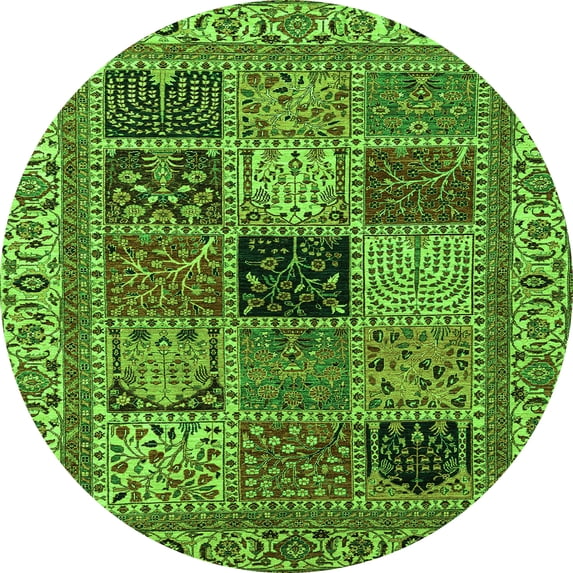 Ahgly Company Indoor Round Abstract Green Modern Area Rugs, 5' Round
