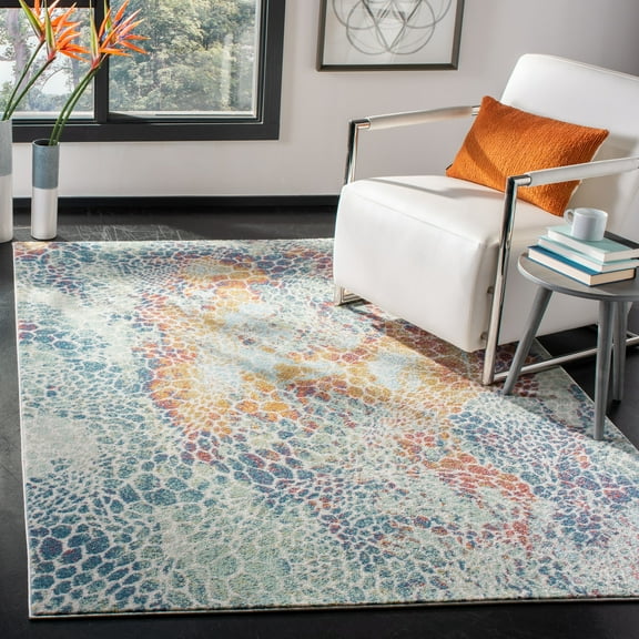 SAFAVIEH Prism Clarette Abstract Area Rug, Cream/Blue, 5'1" x 7'6"