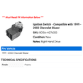 thumbnail image 2 of Ignition Switch - Compatible with 1999 - 2002 Chevy Blazer 2000 2001, 2 of 2