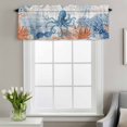thumbnail image 2 of Ocean Octopus Window Valance for Kitchen, Summer Orange Blue Sea Animal Corals Shells Wooden Rod Pocket Short Curtain for Small Windows, Light Filtering Decorative Valance, 56 x 16 Inch, 1 Panel, 2 of 9