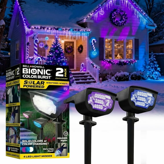 Bell and Howell Solar Lights Outdoor Solar Powered Garden Lights LED Motion Sensor Waterproof Outside Spotlights Patio 2 Pack