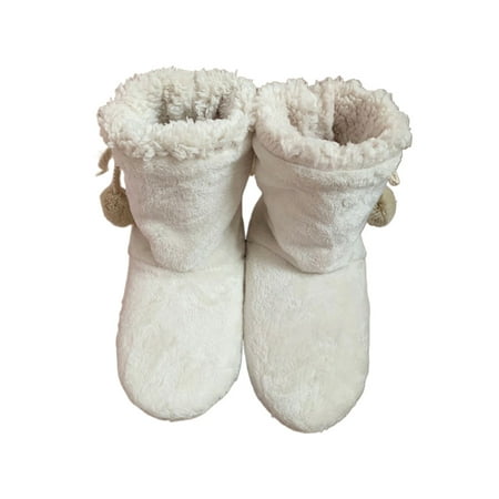 

Sanviglor Men Sock Slippers Flat House Shoe Pull On Socks Bedroom Lightweight Comfort Fluffy Shoes Non Slip Round Toe Ivory 4.5-6