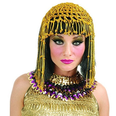 Cleopatra Wig with Beaded Headpiece Adult Costume Accessory