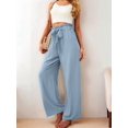 thumbnail image 4 of Women'S Wide Leg Pants with Pockets High Waist Adjustable Knot Loose Casual Trousers Business Work Pants Light Blue L, 4 of 6