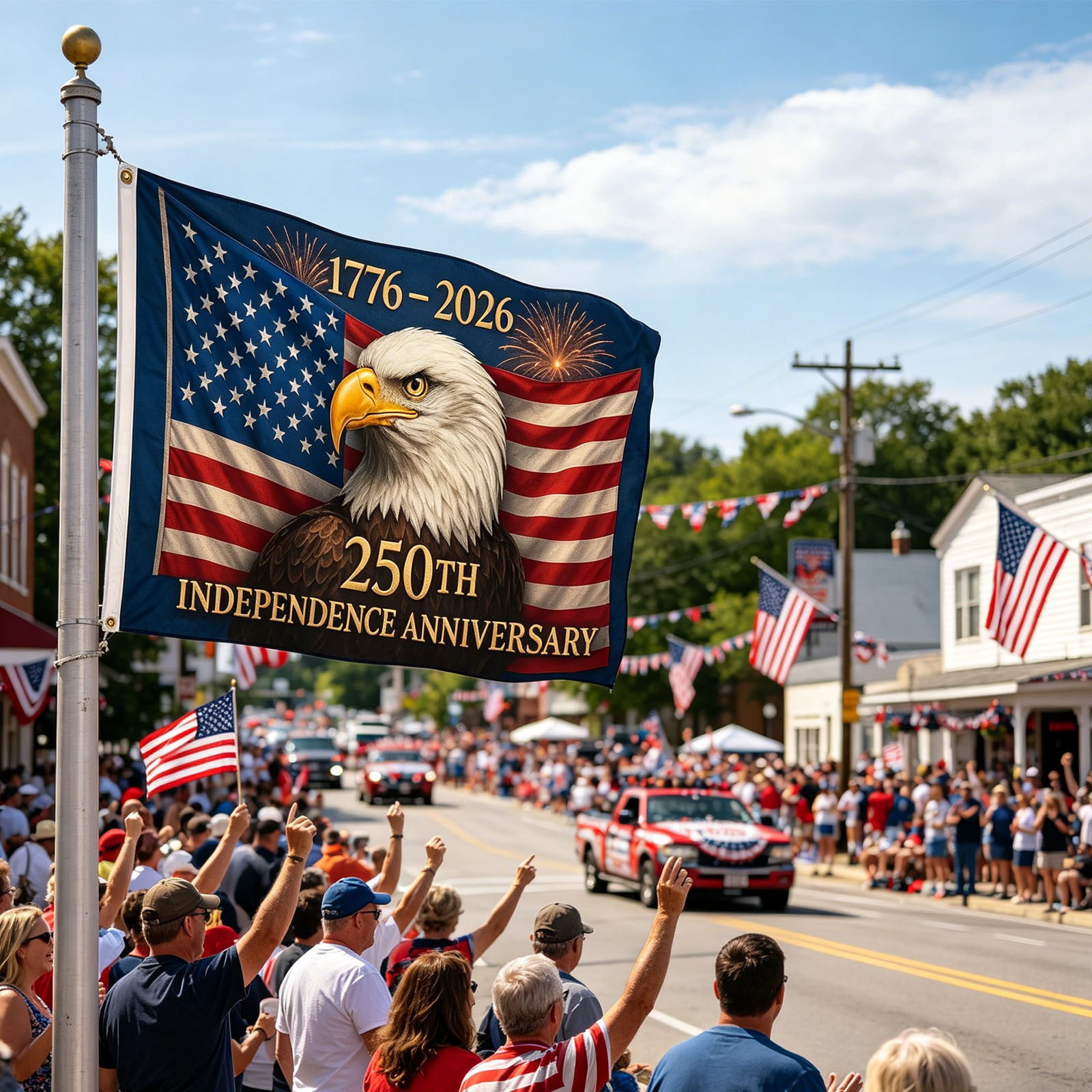 Win s Way USA 250th Anniversary Flag 1776-2026 American Independence Celebration Banner