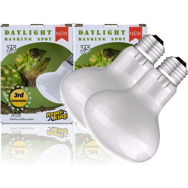 czcpp-Reptile Ampoule Chauffante, Spot de Baking Lumière du Jour, Dragon Barbu/tortue/zard/gecko Ampoule, Lampe Chauffante UVA, Lumière de Baking pour Reptiles (Lot de 2 Spot de Baking Lumière du Jour, 75W)