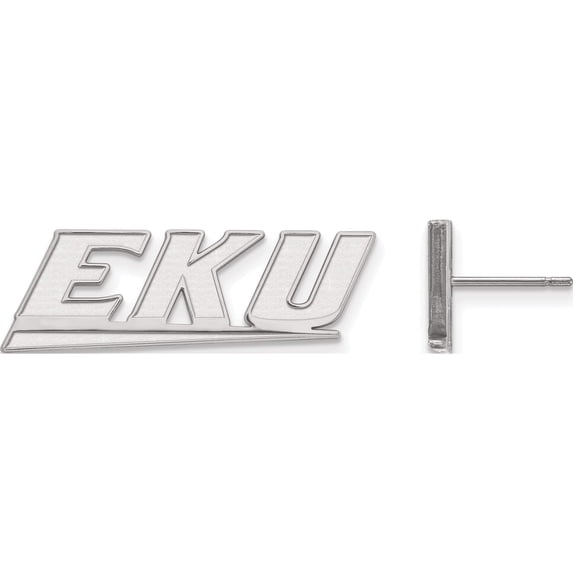 10K White Gold 10Kw Logoart Eastern Kentucky University Small Post Earrings (12 X 15) Made In United States 1w008eku