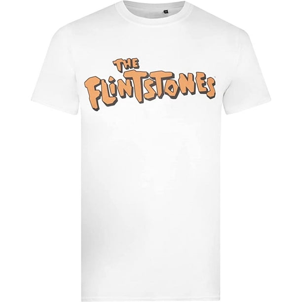 The Flintstones - Camiseta Logotipo para Hombre (Blanco, Naranja)