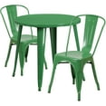 thumbnail image 2 of Emma + Oliver Commercial 30" Round Green Metal Indoor-Outdoor Table Set with 2 Cafe Chairs, 2 of 5
