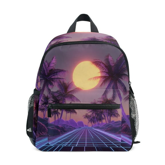 FORMRS School Backpack with Front Zippered Pocket 12" Student Travel Daypack, Night Purple Road