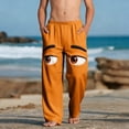 thumbnail image 2 of Boys Orange Sweatpants Funny Cartoon Face 3D Print Pants Soft Lounge Joggers for Kids Comfortable Elastic Waistband with Pockets 4-14,Size 9 T, 2 of 9